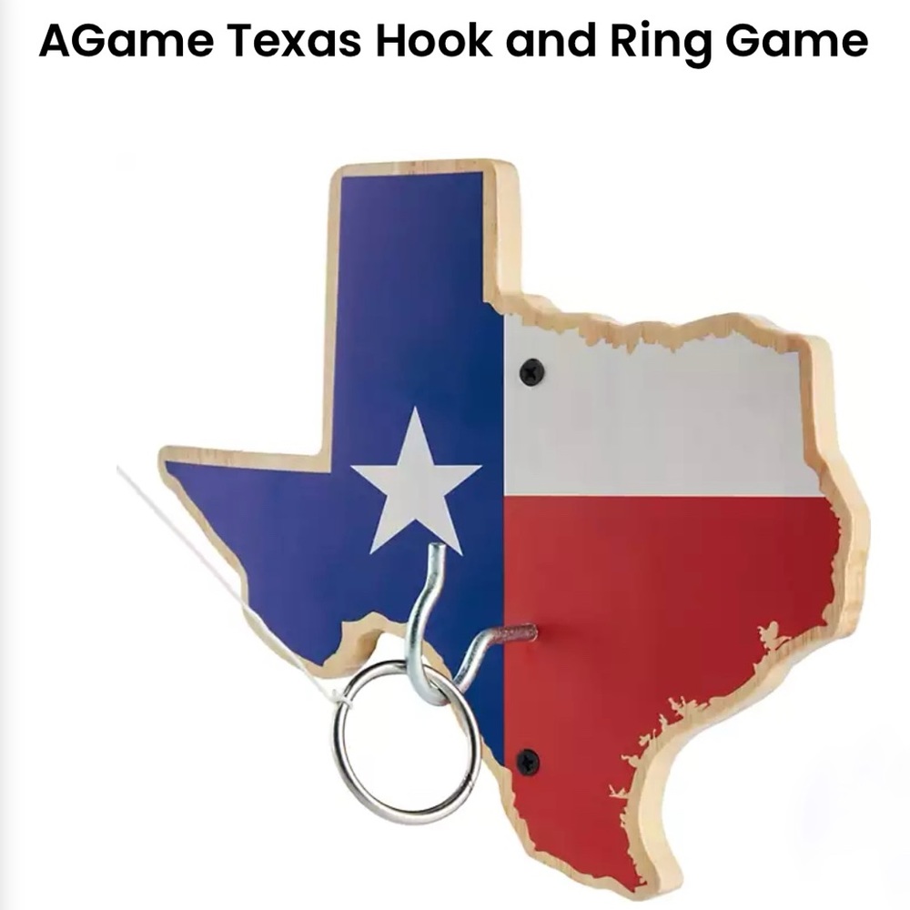 ✅ 5 for $25 - NWT Texas-Shaped Hook & Ring Outdoor Game, 10”